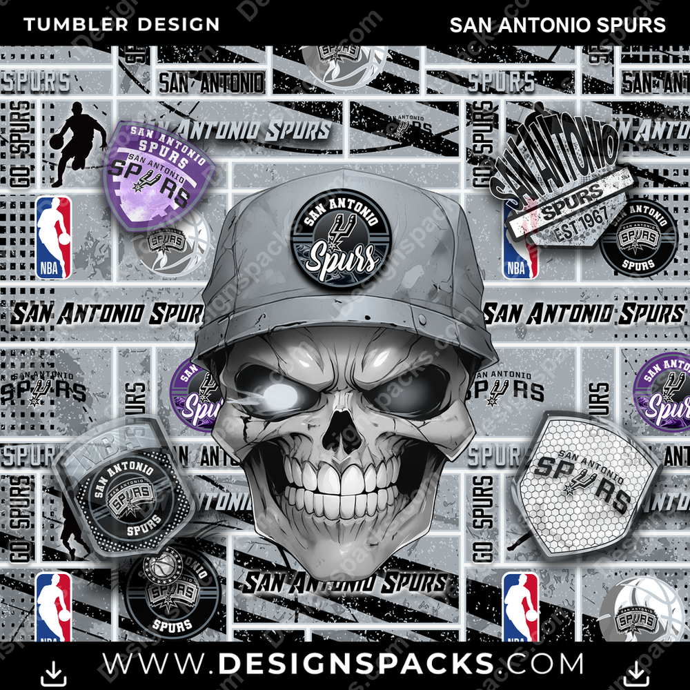 Basketball Skull San Antonio Spurs Tumbler Digital Wrap Design