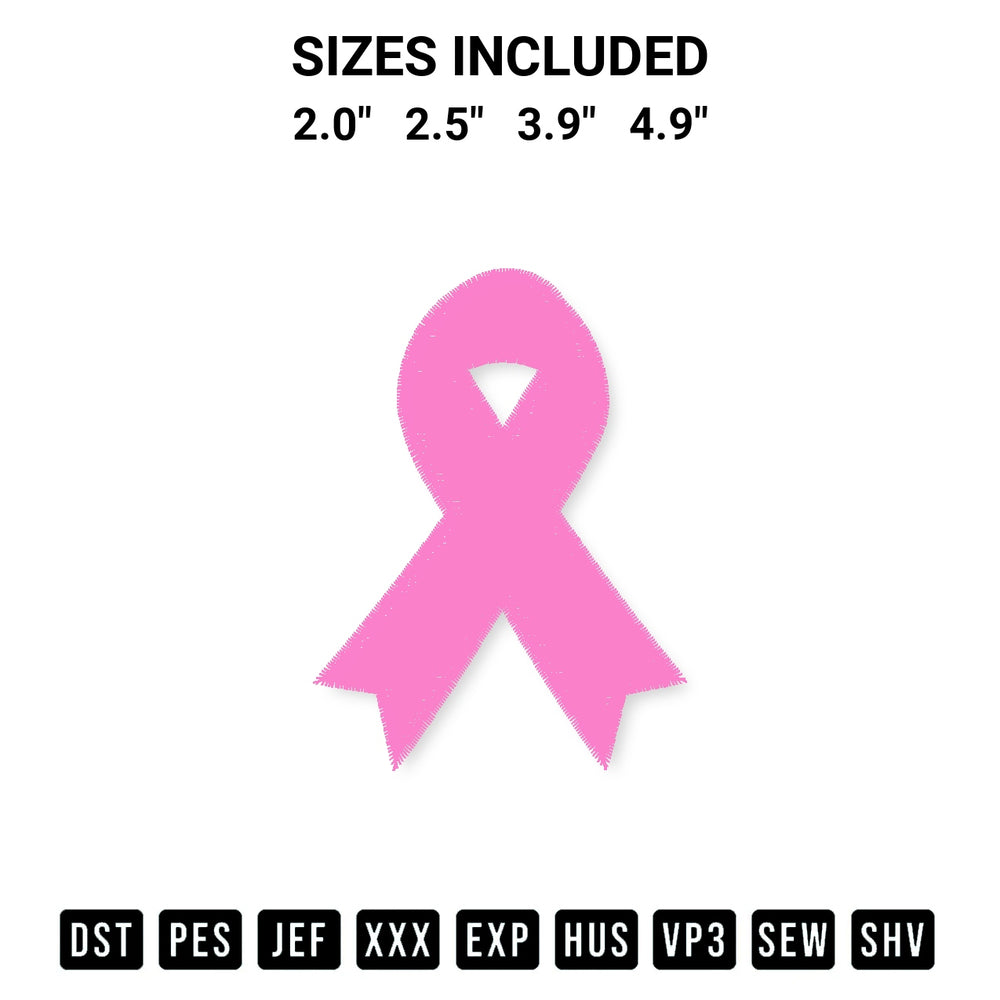 Discover the perfect addition to your crafting collection: Cancer Awareness Ribbon Embroidery Design embroidery file. Instantly available at Designspacks.com. Available sizes: 2.0", 2.5", 3.9", 4.9".