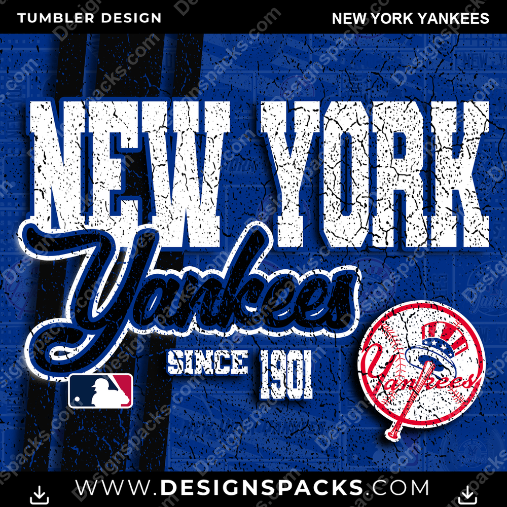 Baseball Grunge New York Yankees Tumbler Digital Wrap Design