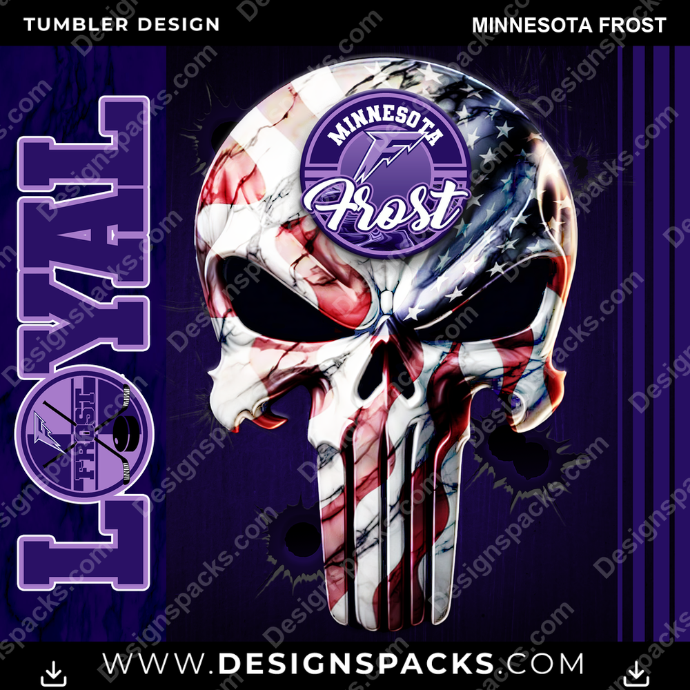 Hockey Skull Minnesota Frost Tumbler Digital Wrap Design