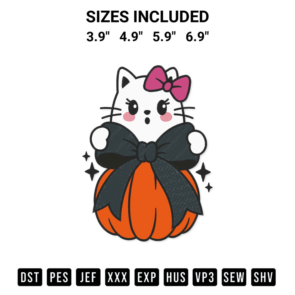 Create amazing crafts with the Cat Witch Coquette Pumpkin Embroidery Design embroidery file. High-quality digital download from Designspacks.com, perfect for beginners and pros. Available sizes: 3.9", 4.9", 5.9", 6.9".