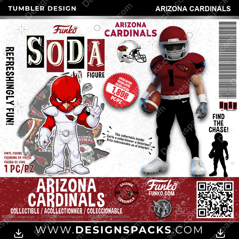 Football Funko Soda Arizona Cardinals Tumbler Digital Wrap Design