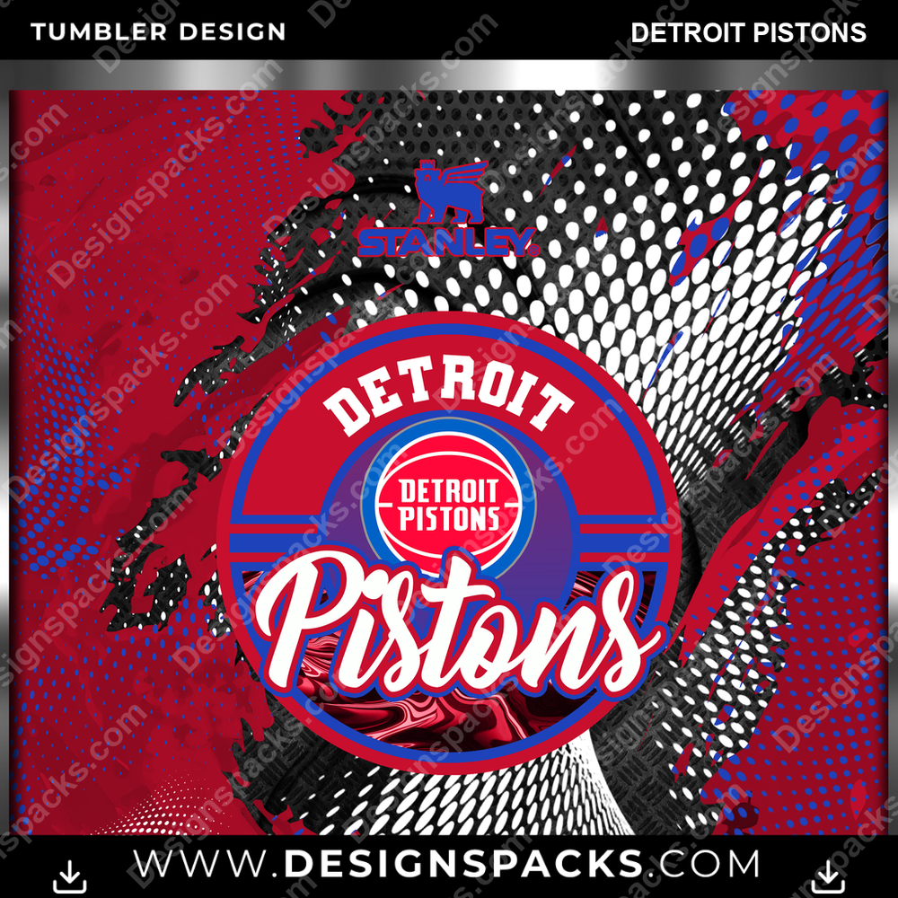 Basketball Stanley Detroit Pistons Tumbler Digital Wrap Design