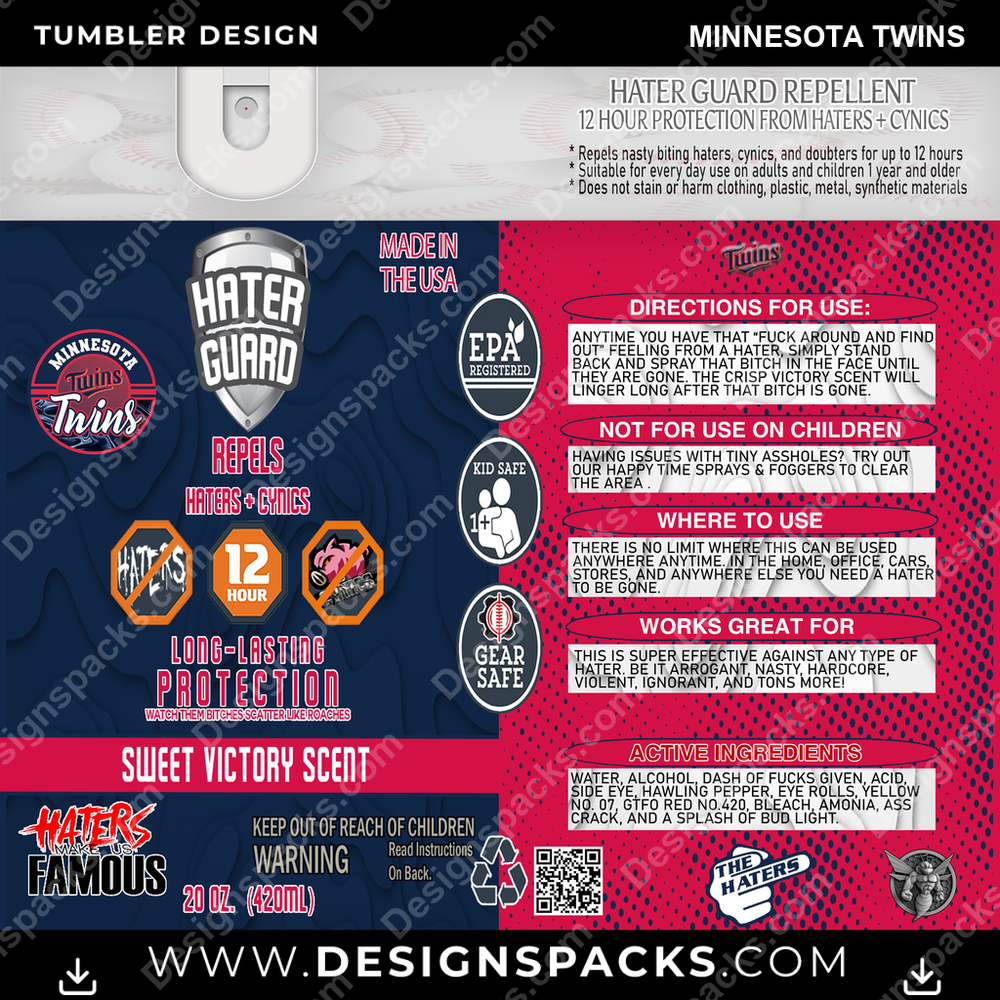 Baseball Hater Guard Minnesota Twins Tumbler Digital Wrap Design