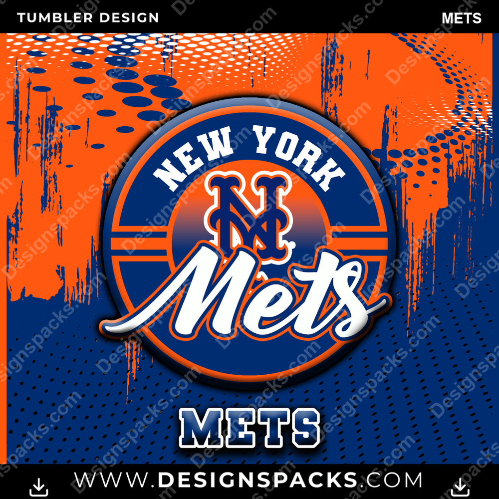Baseball Dot Logo Mets Tumbler Digital Wrap Design