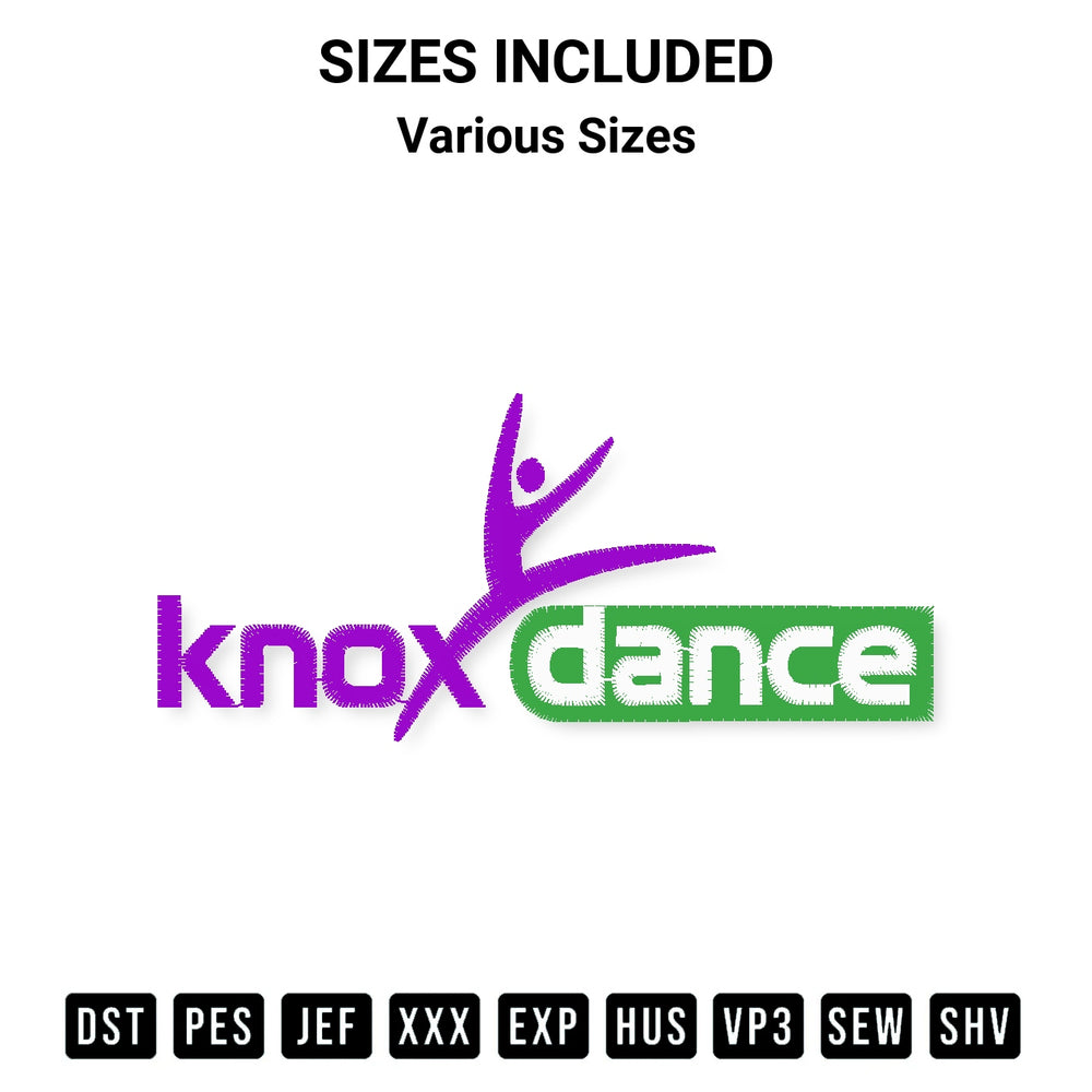 Elevate your next project with our Knox Dance Logo Embroidery Design embroidery file. Shop high-quality digital patterns instantly at Designspacks.com. Available sizes: Various Sizes.