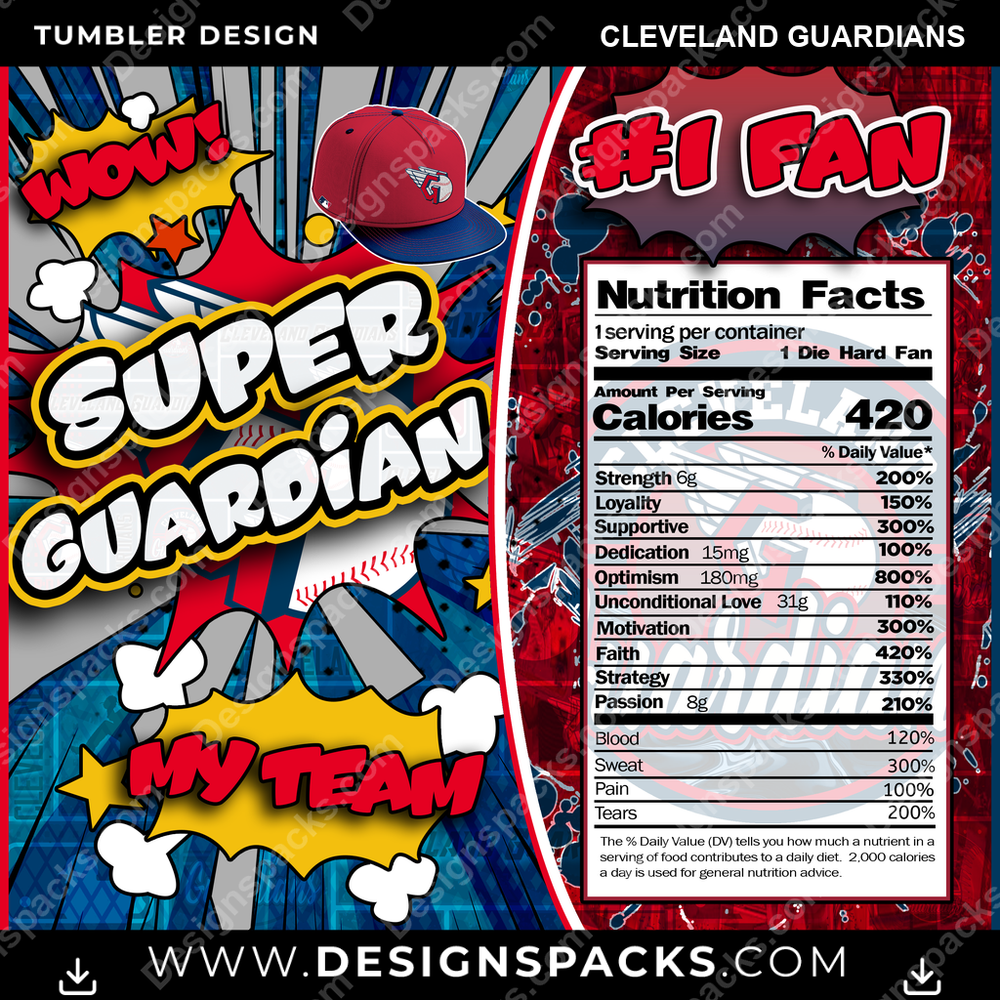 Baseball Super Team Cleveland Guardians Tumbler Digital Wrap Design