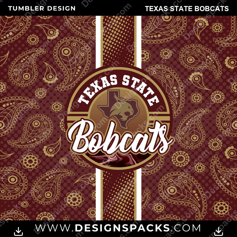 College Sport Handkerchief Texas State Bobcats NCAA College Sport Tumbler Digital Wrap Design Download