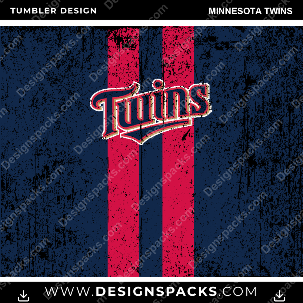 Baseball Grunge Style Minnesota Twins Tumbler Digital Wrap Design