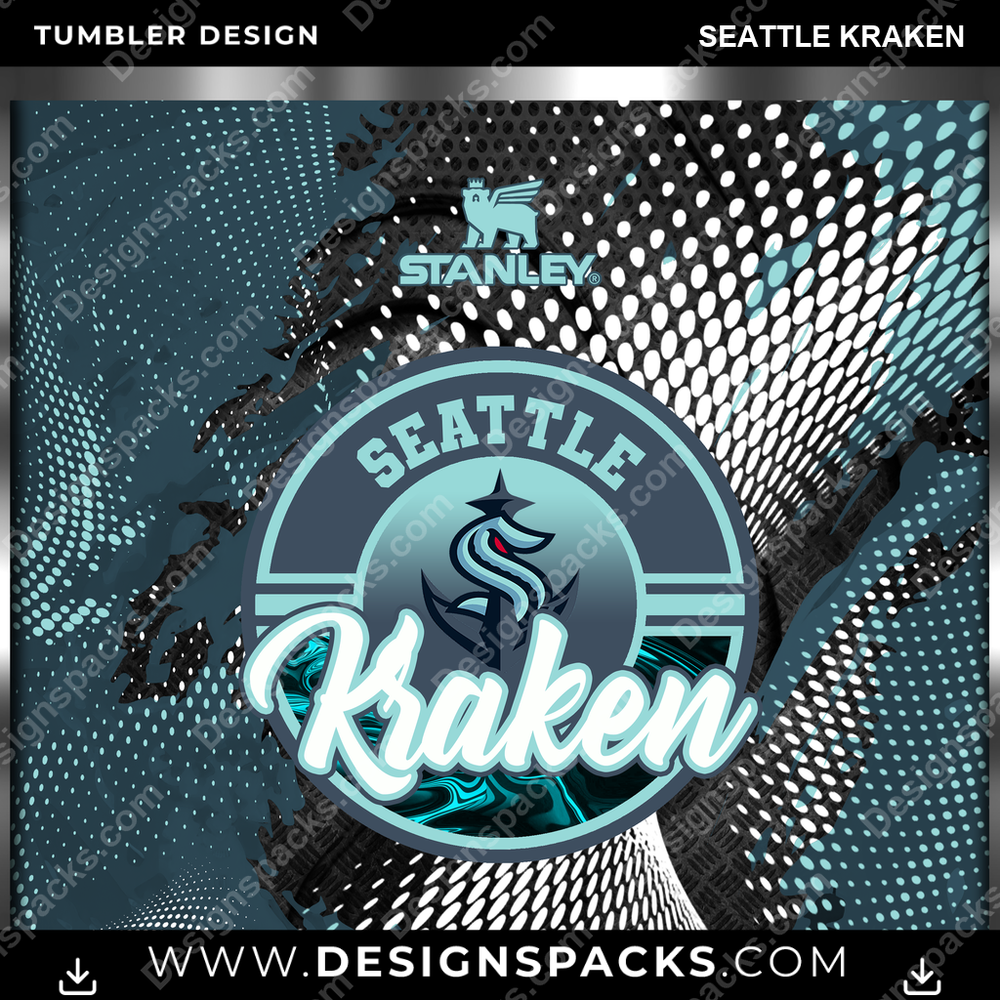 Ice Hockey Stanley Seattle Kraken Tumbler Digital Wrap Design