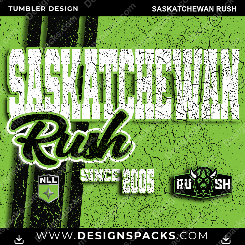 Lacrosse Grunge Saskatchewan Rush Tumbler Digital Wrap Design