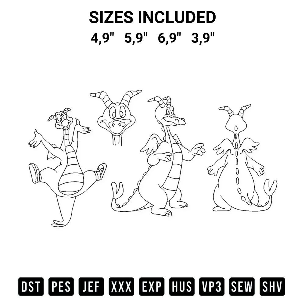 Looking for the perfect pattern? Download the Disney Figment One Little Spark Embroidery Design embroidery design today at Designspacks.com. Crisp, clean stitching guaranteed. Available sizes: 4,9", 5,9", 6,9", 3,9".