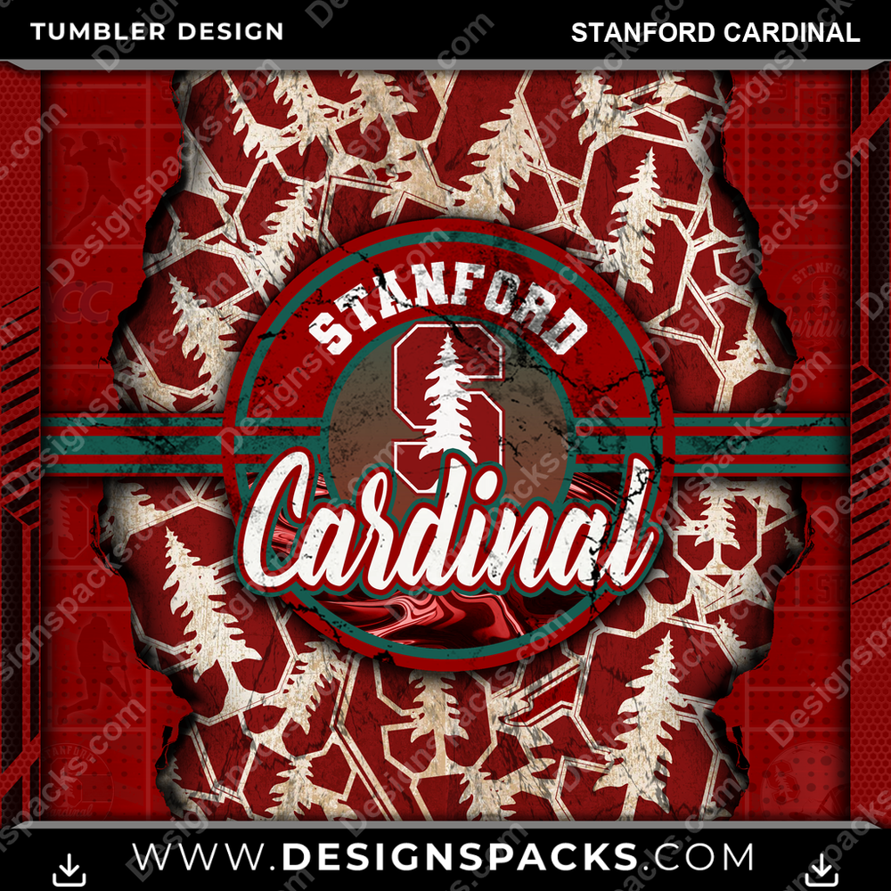 College Sport Ripped Stanford Cardinal NCAA College Sport Tumbler Digital Wrap Design Download