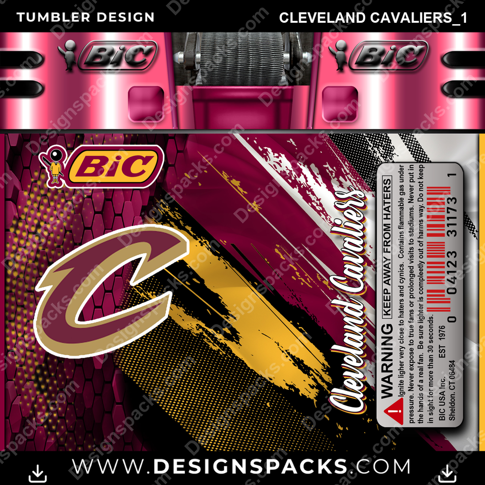 Basketball BIC Lighter Cleveland Cavaliers_1 Tumbler Digital Wrap Design