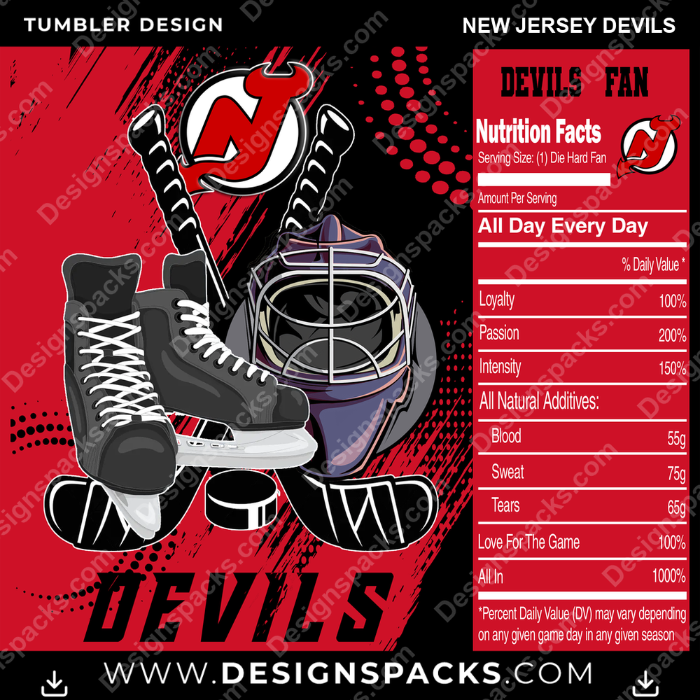 Ice Hockey Team Fan New Jersey Devils Tumbler Digital Wrap Design