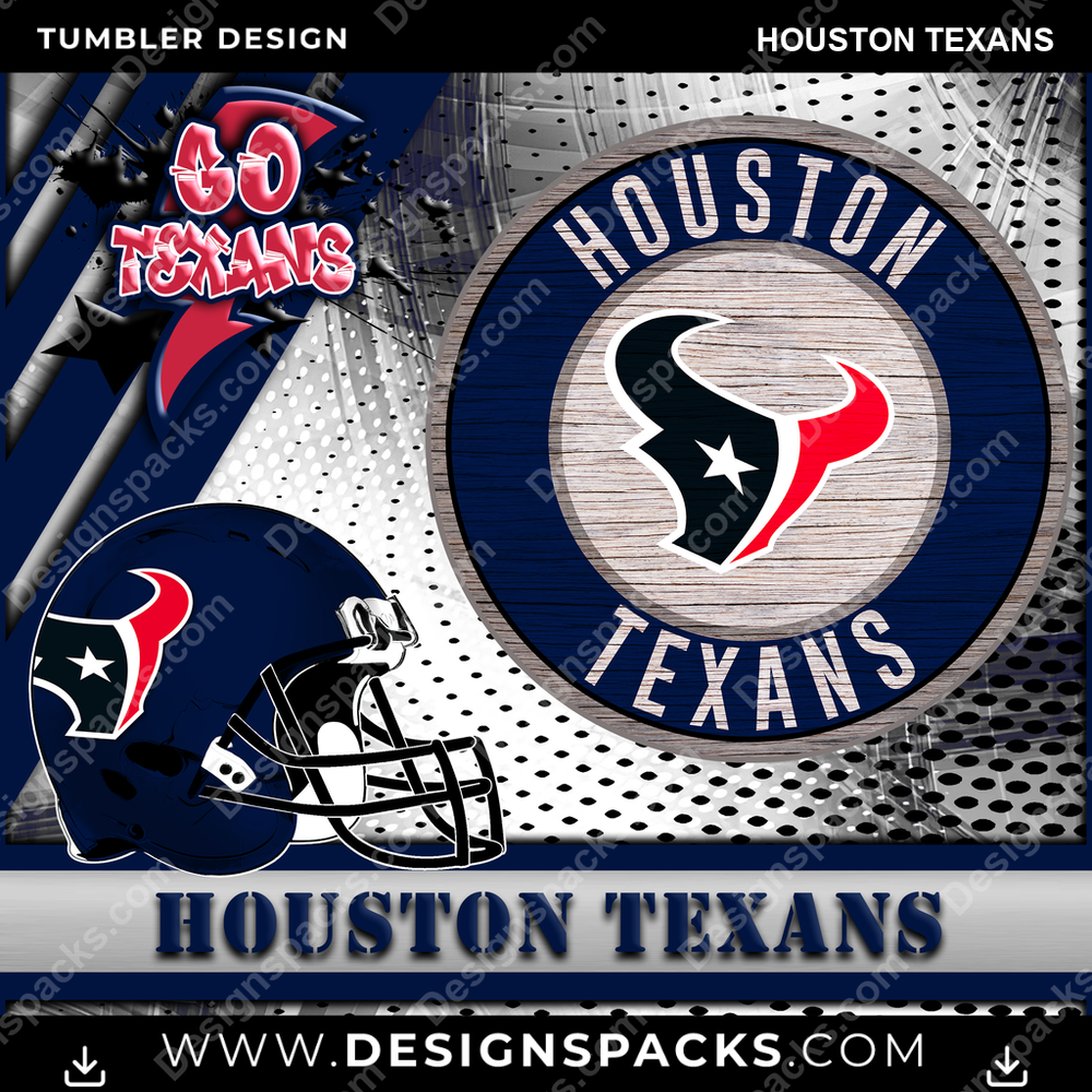 Football Go Team Houston Texans NFL Football Tumbler Digital Wrap Design Download