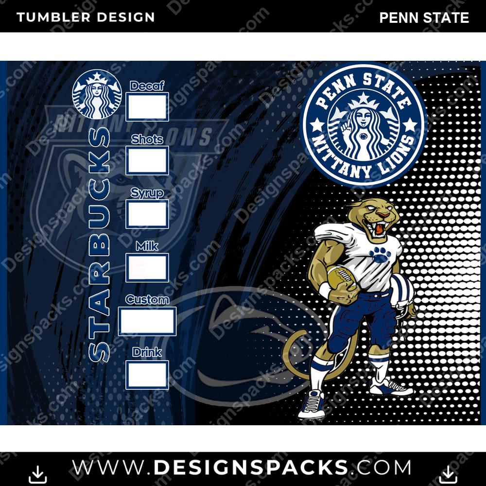 College Sport Starbucks Penn State Tumbler Digital Wrap Design