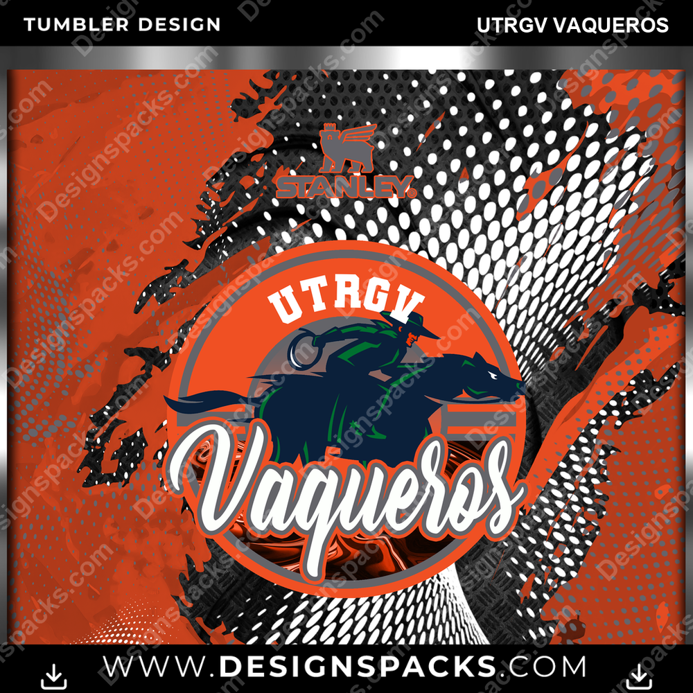 College Sport Stanley UTRGV Vaqueros Tumbler Digital Wrap Design