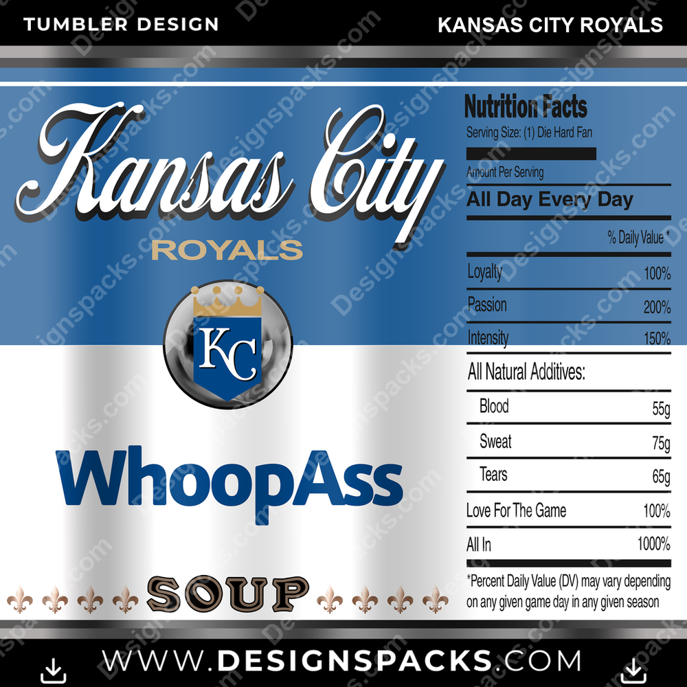Baseball Soup Can Kansas City Royals Tumbler Digital Wrap Design