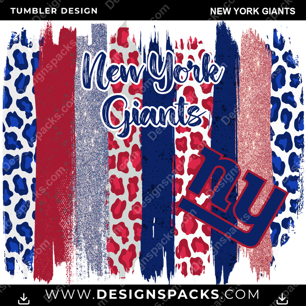 Football Brush Strokes New York Giants NFL Football Tumbler Digital Wrap Design Download