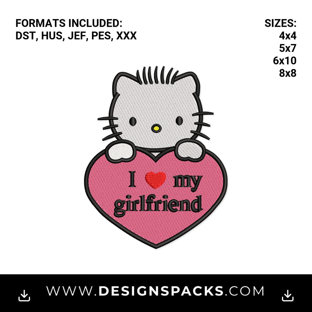 Dear Daniel I Love My Girlfriend Heart Embroidery Design - Instant digital download pattern at Designspacks.com