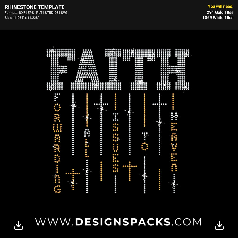 Faith Forwarding All Issues To Heaven Rhinestone Digital Template