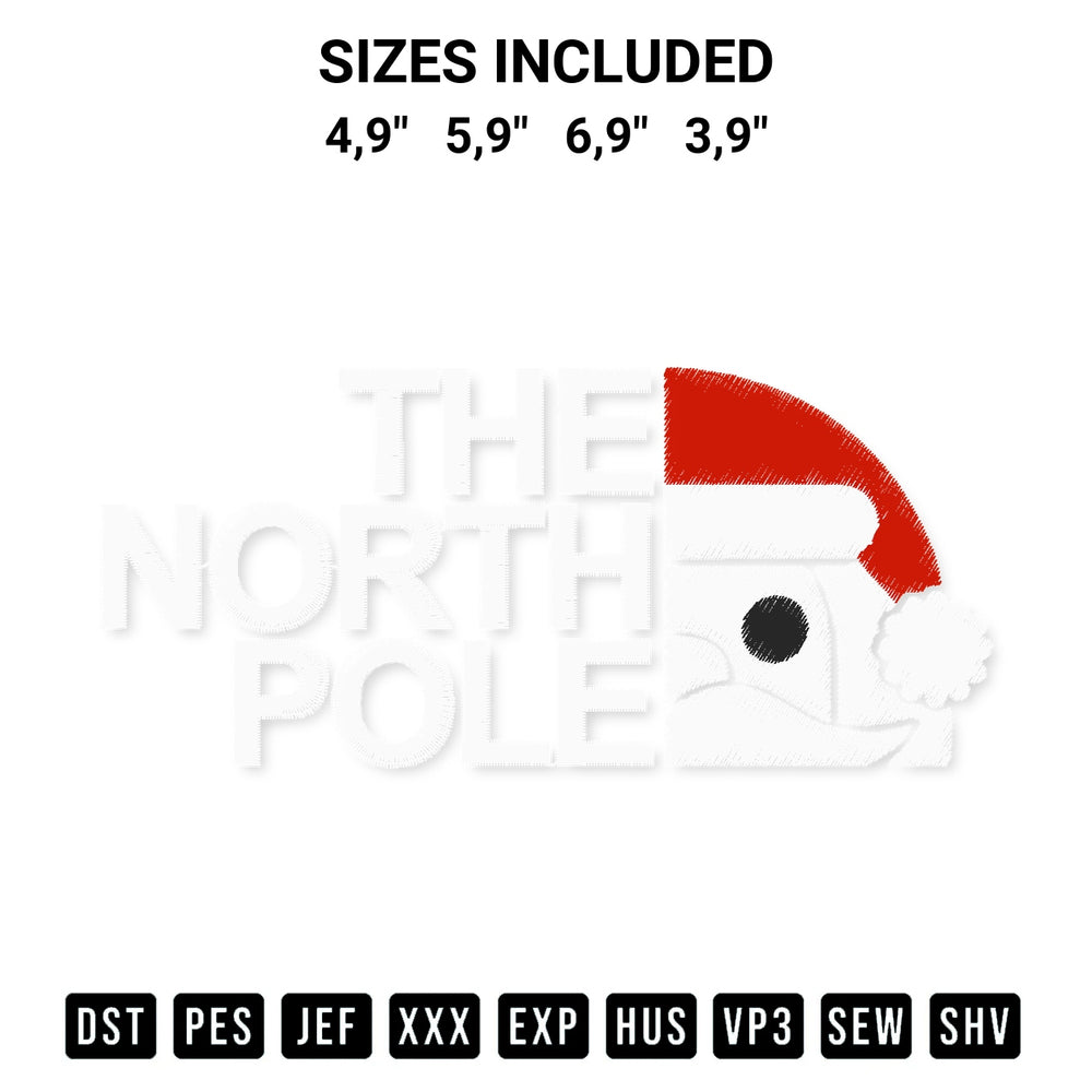 Stitch like a pro with the The North Pole Santa Claus Christmas Funny North Pole Xmas Logo Embroidery Design embroidery pattern from Designspacks.com. High-quality digital machine embroidery file. Available sizes: 4,9", 5,9", 6,9", 3,9".