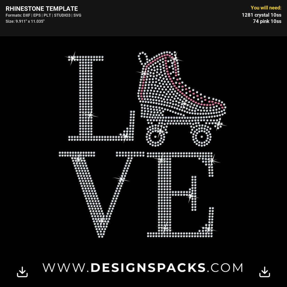 Love Roller Skates Updated Rhinestone Digital Template