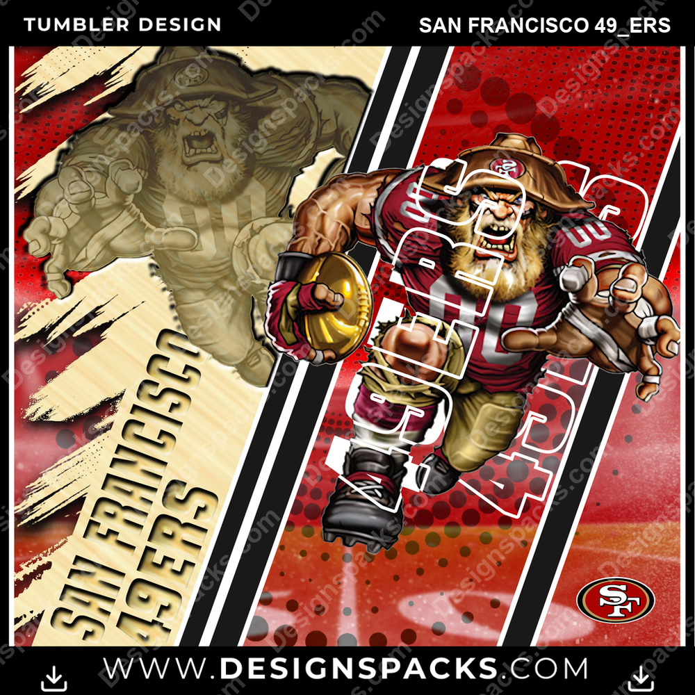 Football Silhouette San Francisco 49ers NFL Football Tumbler Digital Wrap Design Download