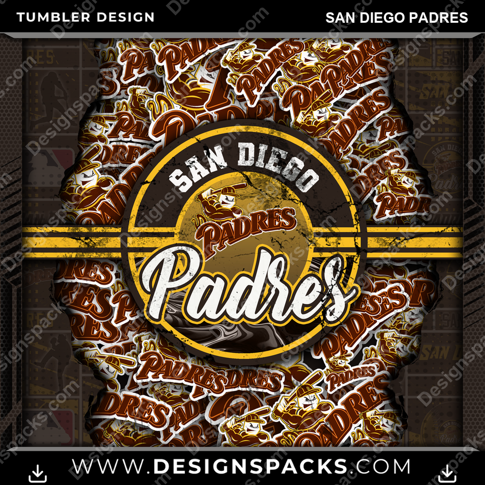 Baseball Ripped San Diego Padres Tumbler Digital Wrap Design
