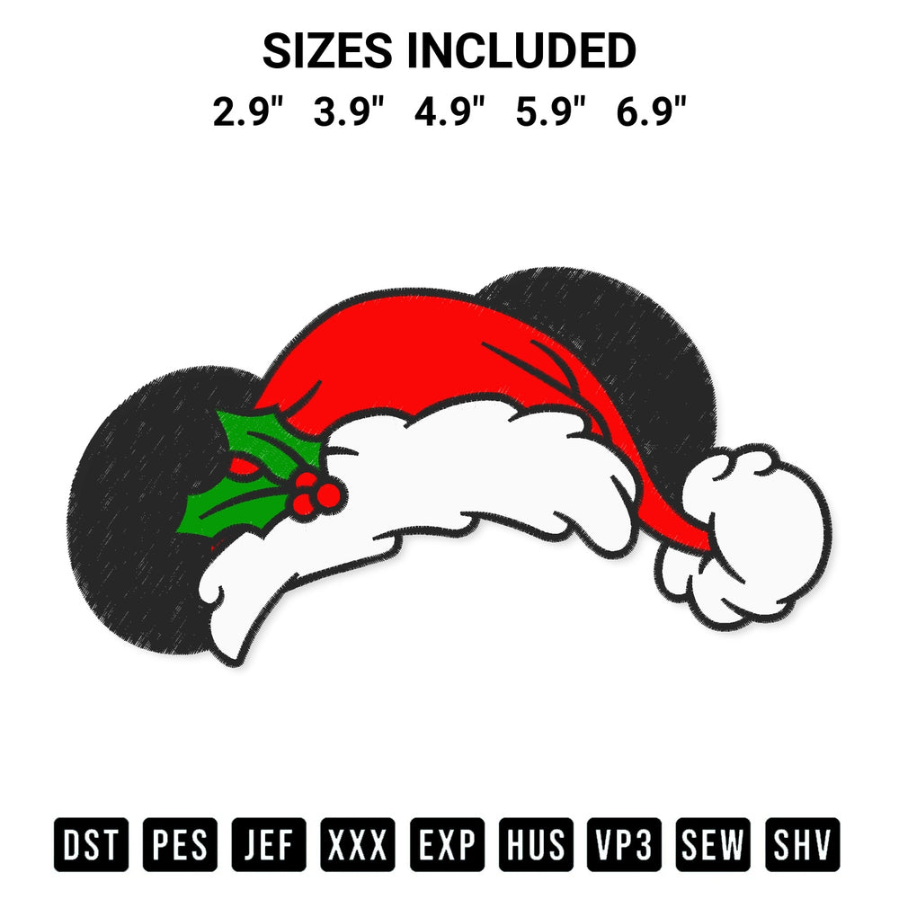 Elevate your next project with our Christmas Mickey Santa Ear Hat Embroidery Design embroidery file. Shop high-quality digital patterns instantly at Designspacks.com. Available sizes: 2.9", 3.9", 4.9", 5.9", 6.9".