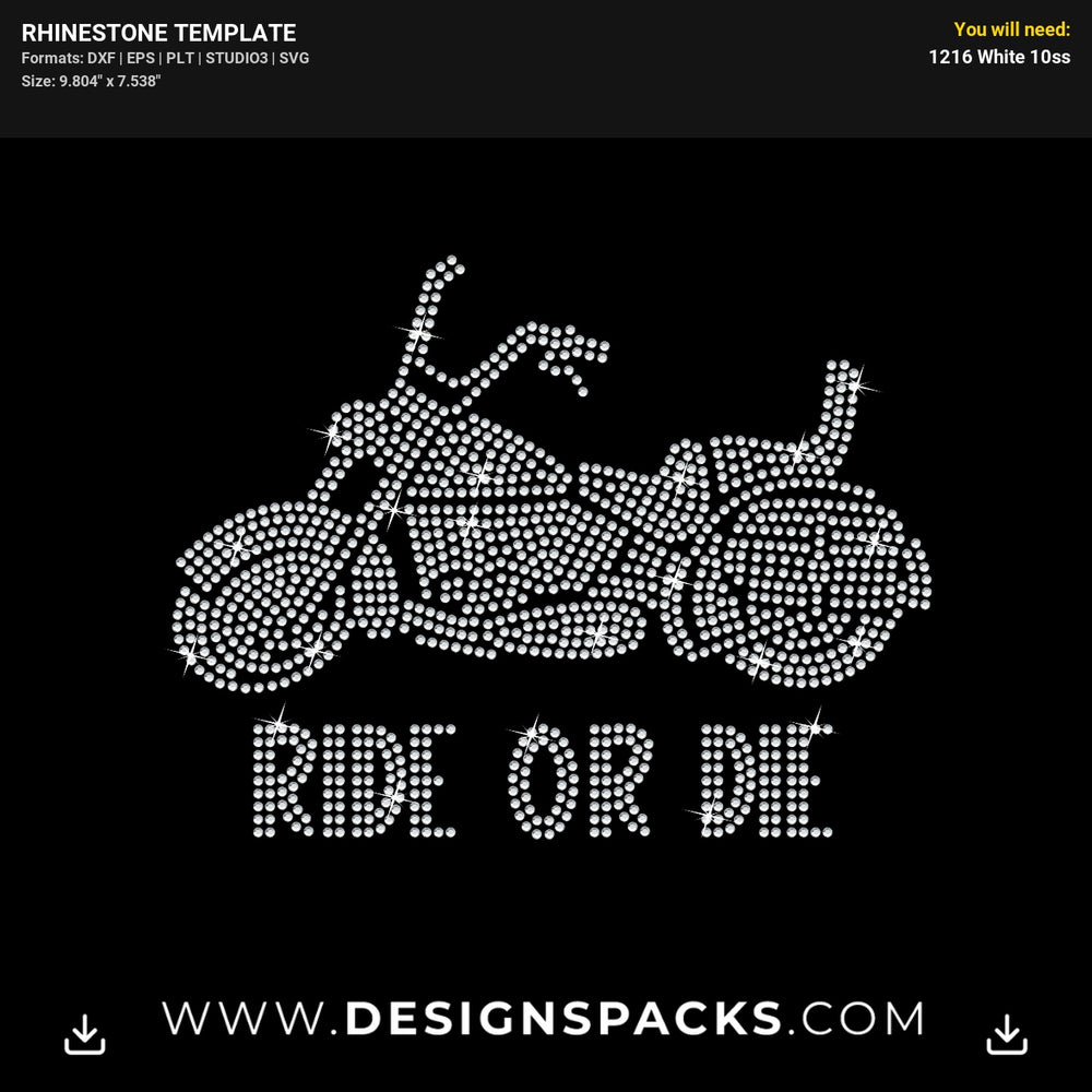 Motorcycle Ride Or Die Rhinestone Digital Template