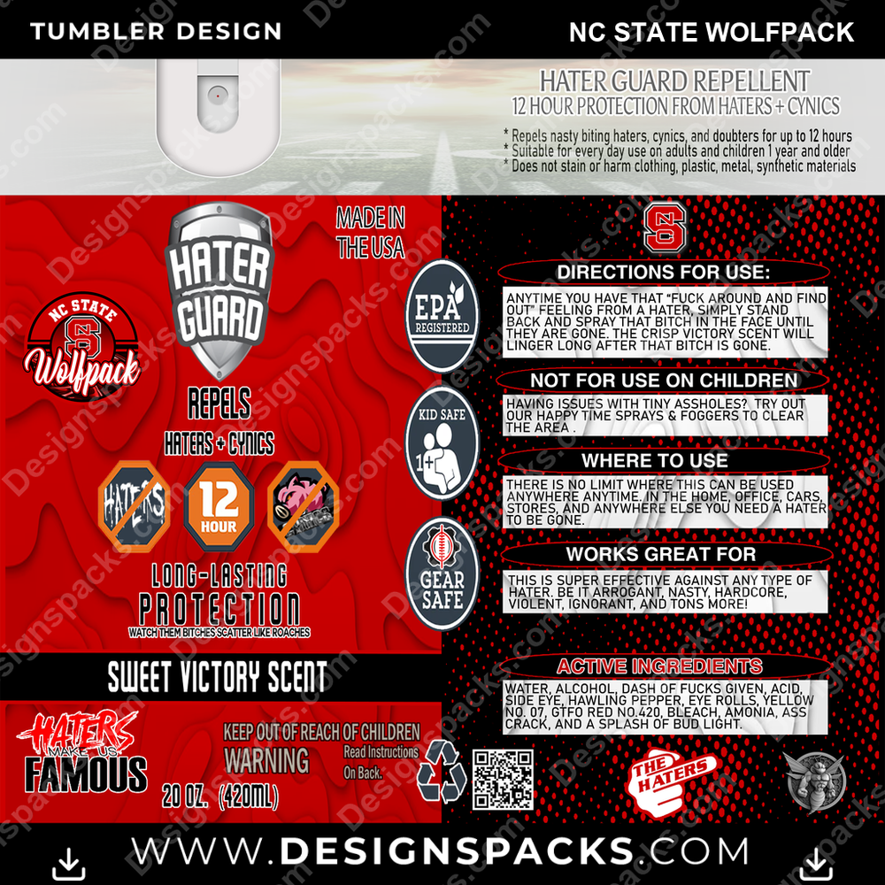 College Sport Hater Guard Nc State Wolfpack Tumbler Digital Wrap Design