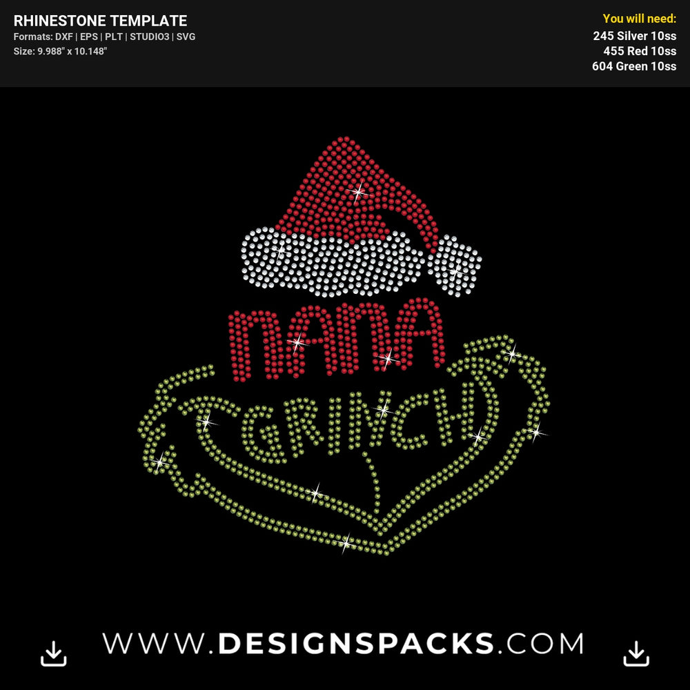 Nana Grinch Christmas Shirt Rhinestone Digital Template