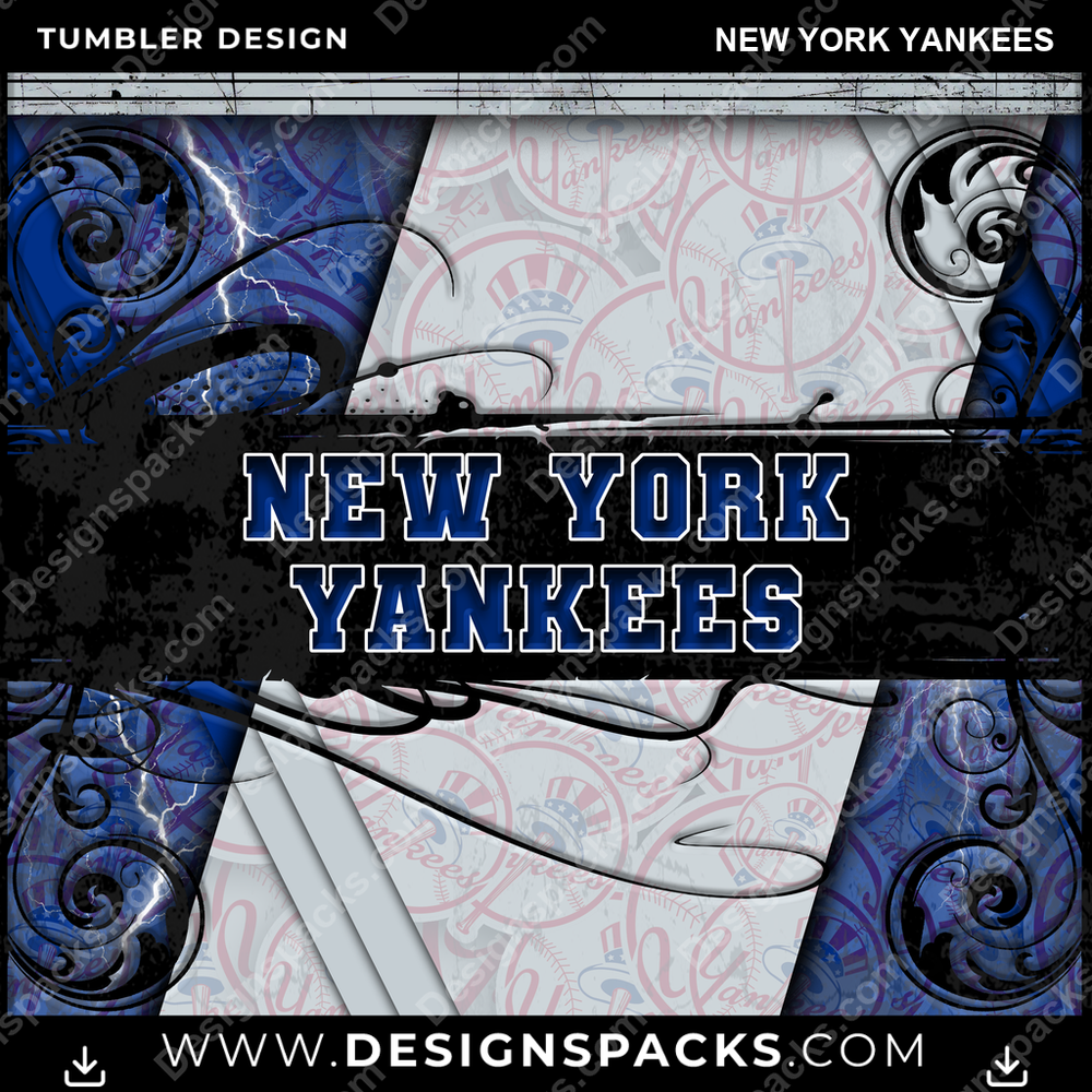 Baseball Elegant New York Yankees Tumbler Digital Wrap Design