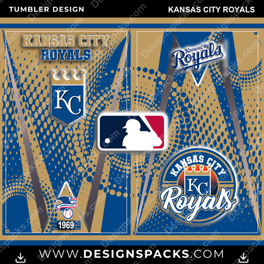 Baseball Team Logo Kansas City Royals Tumbler Digital Wrap Design