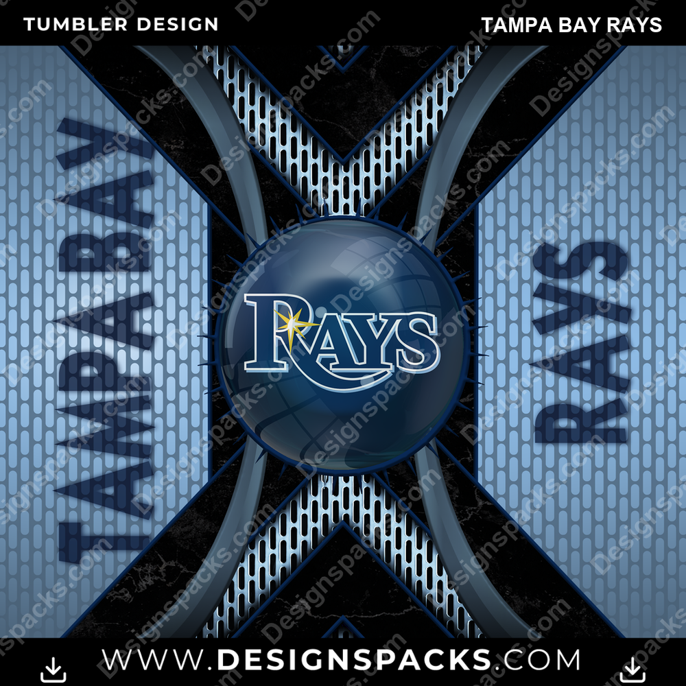 Baseball Metal Grating Tampa Bay Rays Tumbler Digital Wrap Design