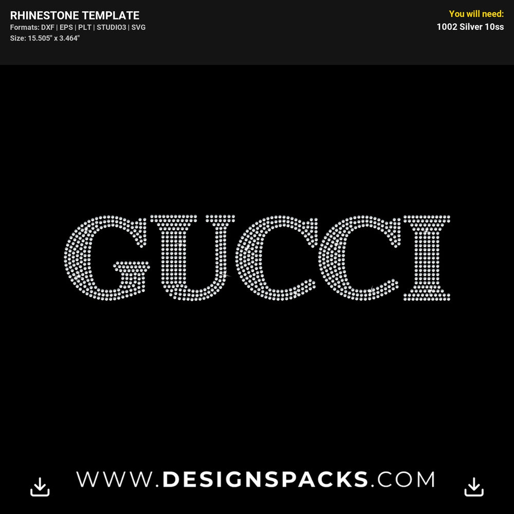 Gucci Large Logo Rhinestone Digital Template