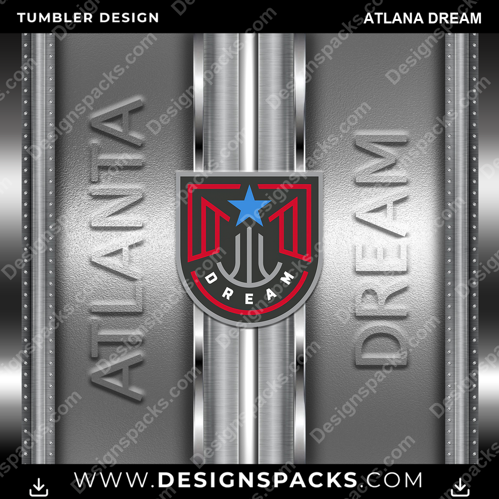 Basketball Metallic Atlana Dream Tumbler Digital Wrap Design