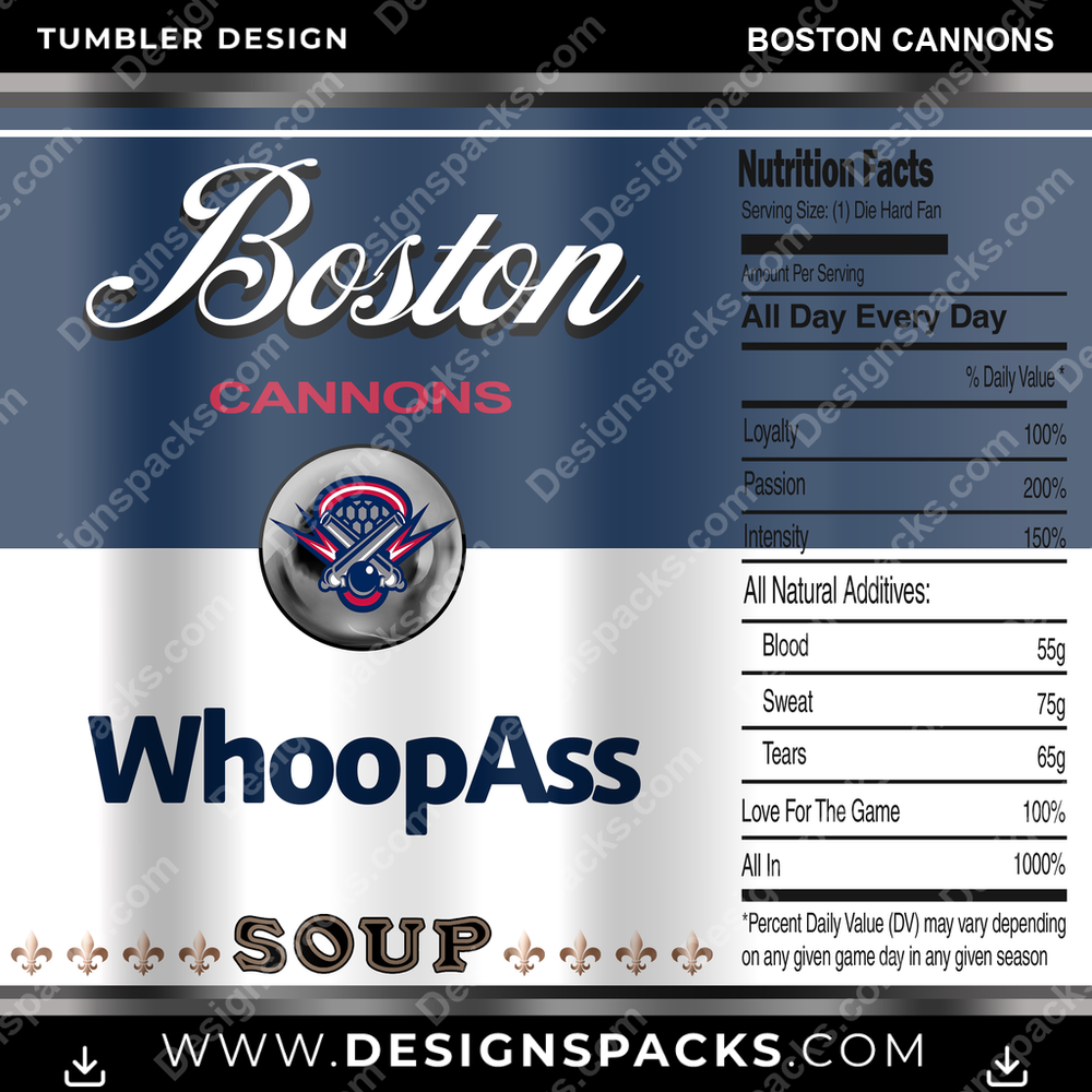 Lacrosse Soup Can Boston Cannons Tumbler Digital Wrap Design