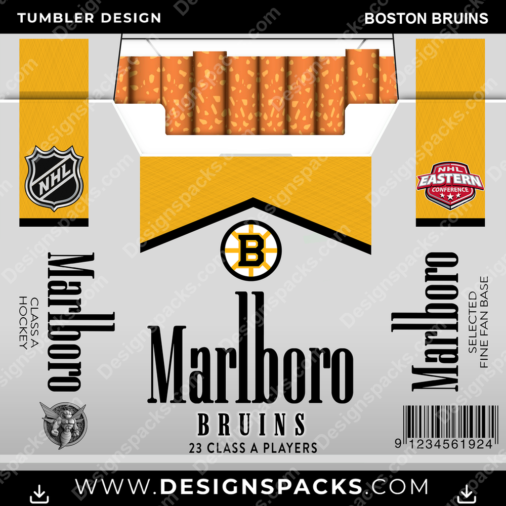 Ice Hockey Marlboro Boston Bruins NHL Hockey Tumbler Digital Wrap Design Download