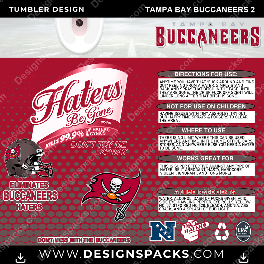 Football Haters Be Gone Tampa Bay Buccaneers 2 Tumbler Digital Wrap Design