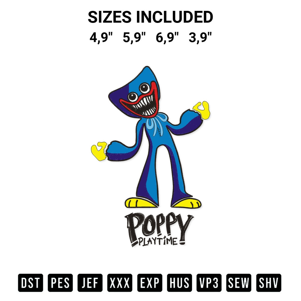 Add a unique touch to your apparel with the Poppy Playtime Logo Embroidery Design embroidery file. Premium instant download available now on Designspacks.com. Available sizes: 4,9", 5,9", 6,9", 3,9".