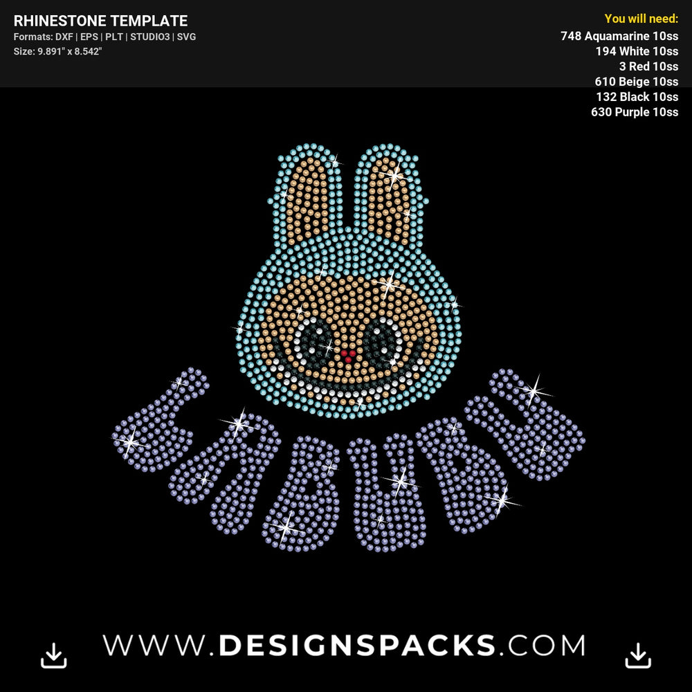 Wording Labubu Head  File Rhinestone Digital Template