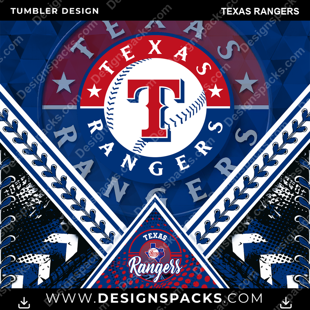 Baseball Diamond Texas Rangers Tumbler Digital Wrap Design