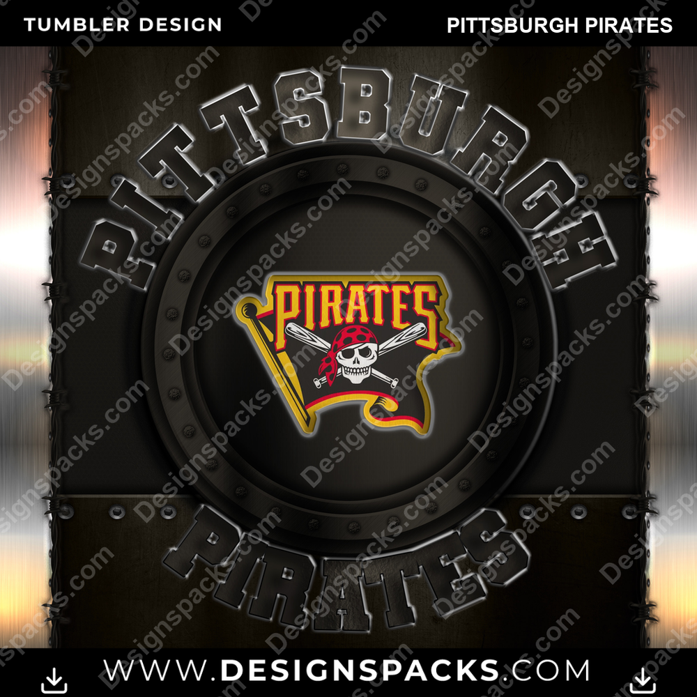 Baseball Metal Pittsburgh Pirates Tumbler Digital Wrap Design