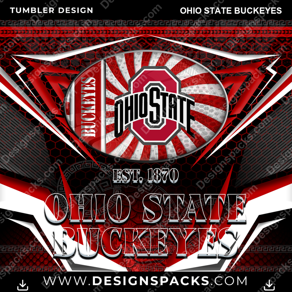 College Sport Tribal Ohio State Buckeyes Tumbler Digital Wrap Design