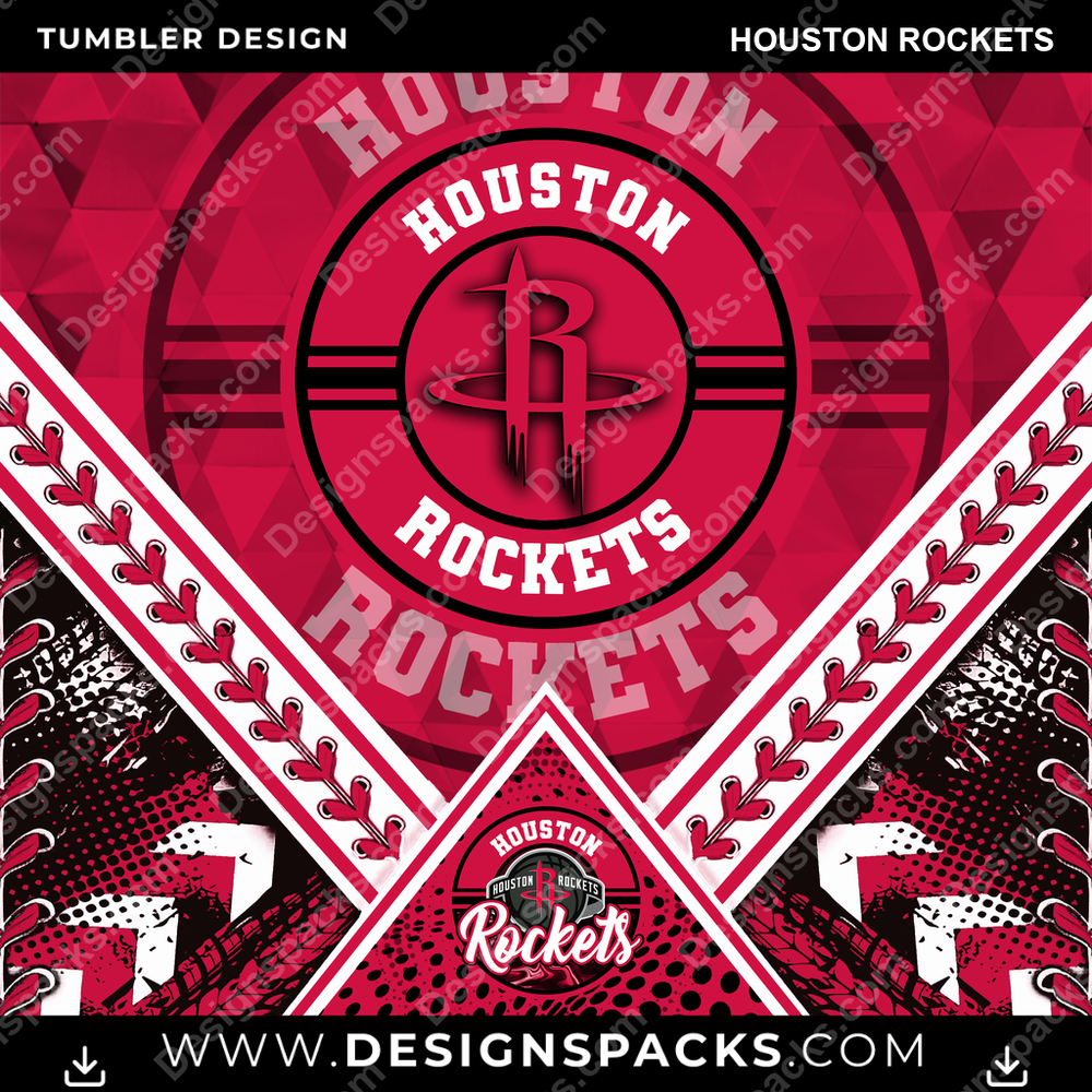 Basketball Diamond Houston Rockets Tumbler Digital Wrap Design