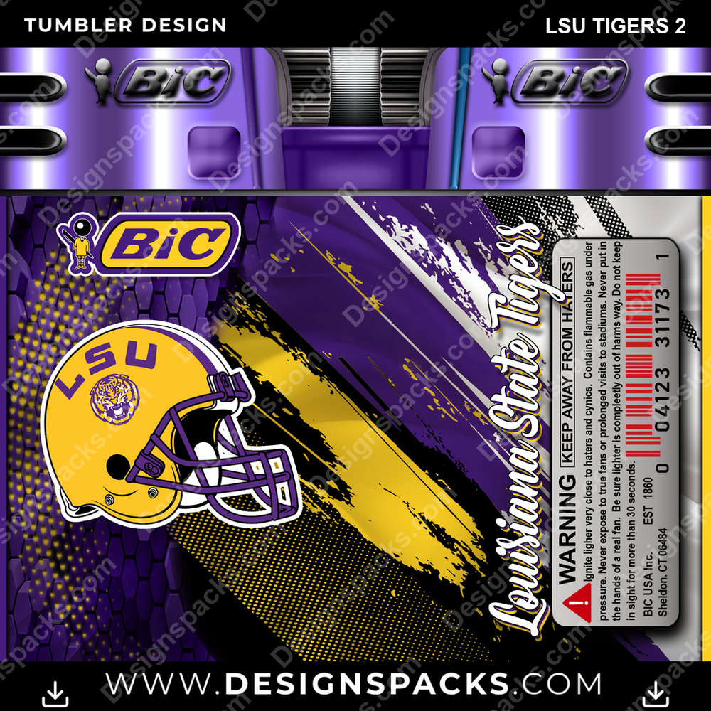 College Sport BIC Lighter LSU Tigers 2 NCAA College Sport Tumbler Digital Wrap Design Download
