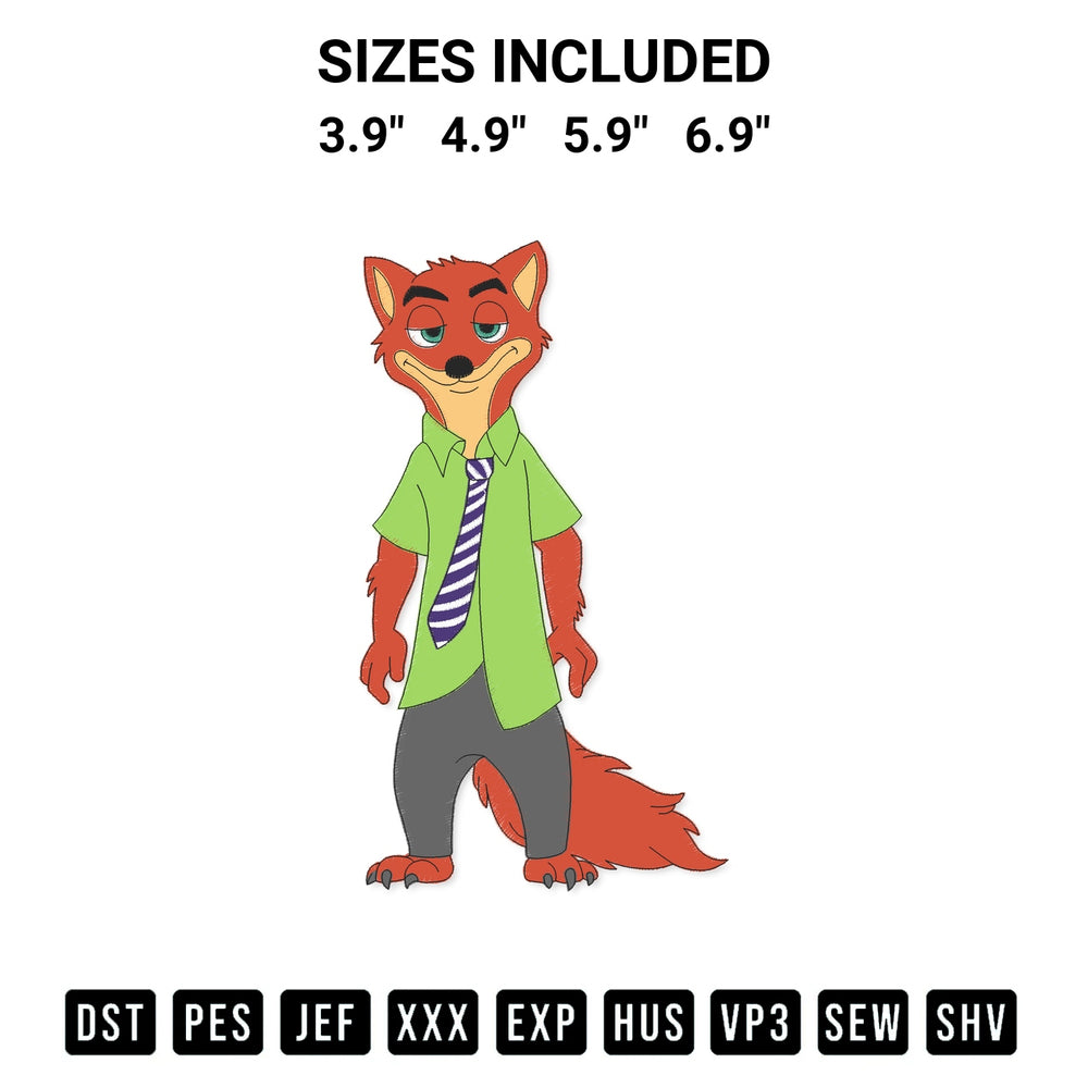 Looking for the perfect pattern? Download the Nick Wilde Embroidery Design embroidery design today at Designspacks.com. Crisp, clean stitching guaranteed. Available sizes: 3.9", 4.9", 5.9", 6.9".